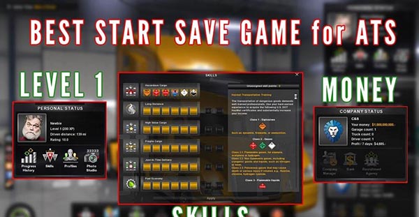 Best Start Save Game with money and skills